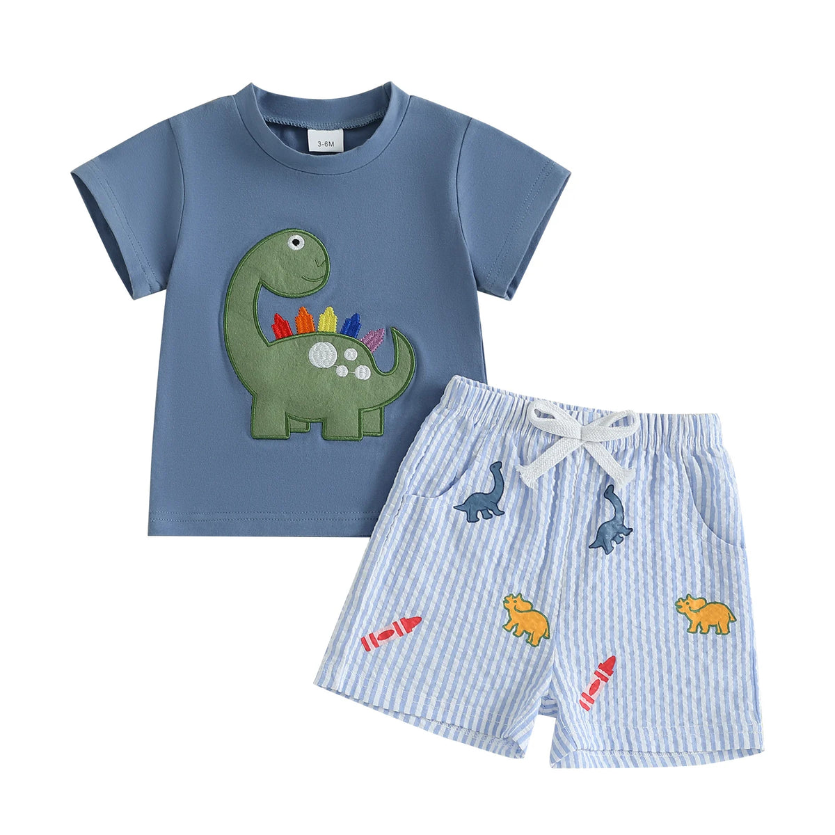 24M - 5T Toddler Boys Dinosaur Embroidery Shorts Sets