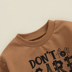 Baby Boys Halloween Letter Print Top & Solid Pants Autumn Set