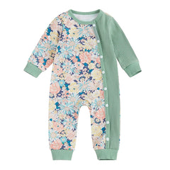 Baby Girl Autumn Flower Print Long Sleeve Romper