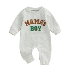 0-18M Baby Boy Long Sleeve, Full-Length with Letter Embroidery Fall Romper