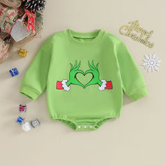 Baby Unisex Holiday Grinch Sweatshirt Bubble Romper