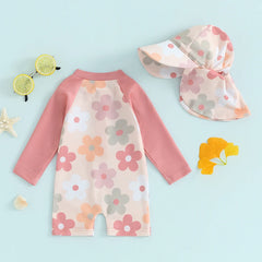 Baby Girl Long Sleeve Zip-Up Swimsuit