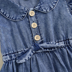 Baby Girl Denim Onesie  Fly Sleeve, Button-Up Bodysuit