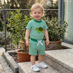Baby Boy Turtle Embroidered Outfit