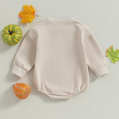 0-24M Newborn Baby Unisex Halloween Letter Print Long Sleeve Onesie