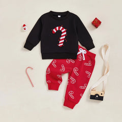 Toddler Baby Boy Candy Cane Sweatshirt & Pants Christmas Outfit