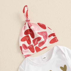 Baby Girls Valentine’s Letter Romper & Heart Pants Set