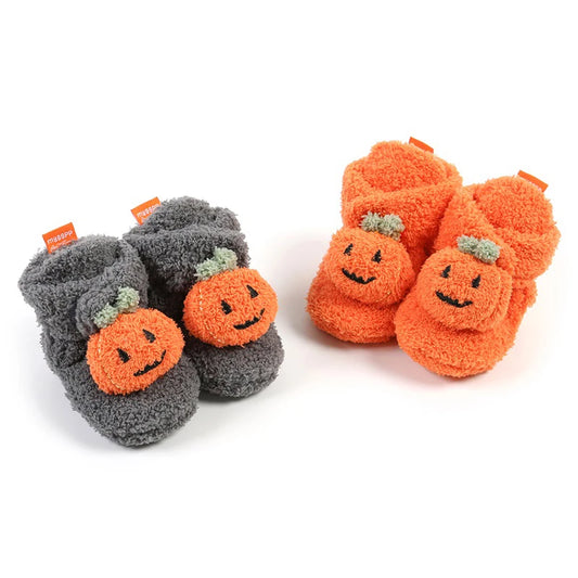 0–18M Unisex Newborn Soft Fleece Halloween Pumpkin Baby Booties