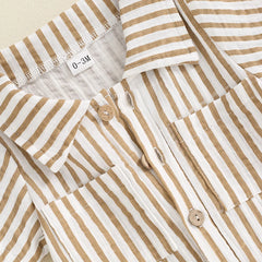 Baby Boy Striped Summer Romper – Short Sleeve, Easy Snap
