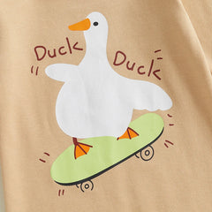 Skateboarding Duck Baby Romper | Cozy Fall Jumpsuit